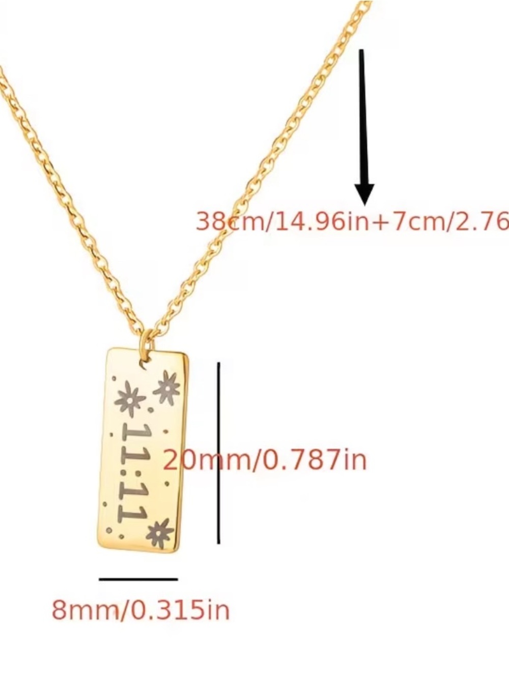 ✨Vintage Angel Lucky Number 11:11 Pendant Necklace Stainless Steel Gold Plated - Picture 6 of 6